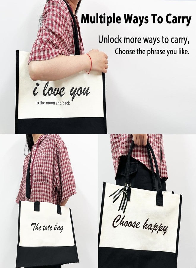 JOJHDR Phrase Canvas Beach Bag,Zipper and Slide Pockets,Bag Shoulder Strap and Bottom Support,Bridesmaids Gift,Casual Business Briefcase,Perfect Gifts for Birthday and Teacher （Checkerboard） - Image 3